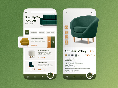Оnline furniture store app clean desing design makeevaflchallenge makeevaflchallenge3 mobile mobile app ui ui kit ux