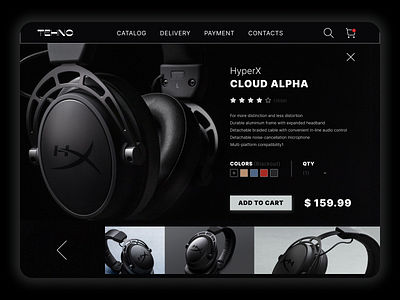 Карточка продукта для HyperX Cloud Alpha app clean desing design landing page design makeevaflchallenge makeevaflchallenge5 product card shop ui ux