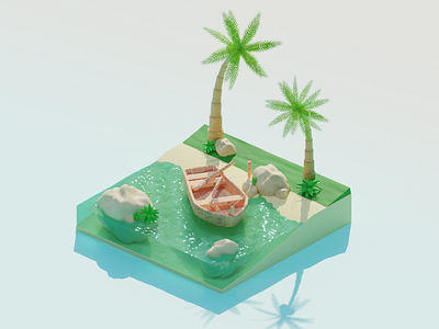 Beach&Boat 3d 3d art art beach blender blender3d boat design