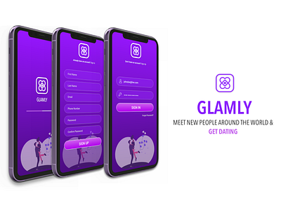 Glamly - A Dating App adobexd app app design appdesign behance dating dating app datingapp figma graphicdesignui product design uidesign uiux userinterface
