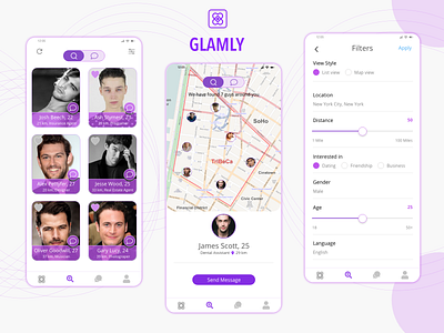 Glamly - Search Feature app app design application dating dating app dating logo datingapp dribbblers