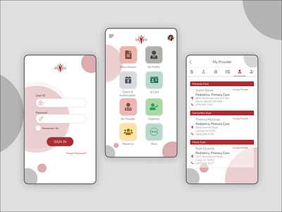 Health Insurance Mobile App Screens adobexd app app design appdesign design figma graphicdesignui health insurance mobile mobile app ui uidesign uiux user interface userinterface uxui