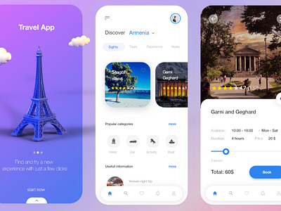 Travel App adobexd app app design appdesign behance design figma graphicdesignui mobile app tourism travel travel app ui uidesign uiux userexperience userinterface
