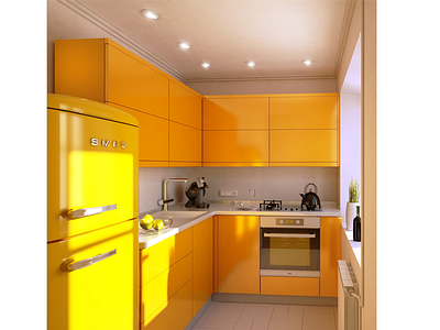 YELLOW SCAND 3dsmax design interior kitchen visualization