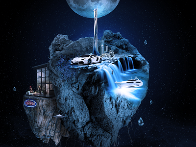 3D Outer Space Surreal Rock 3d digital art photo manipulation photoshop