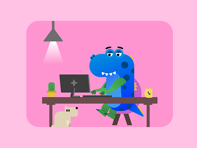 The Working Dino Illustration