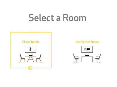 Illustration and UI design for a Meeting Scheduler chairs table tv