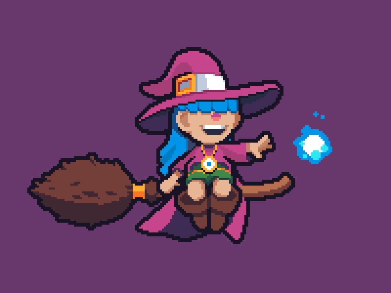 Witch animation character design halloween illustration pixel art witch