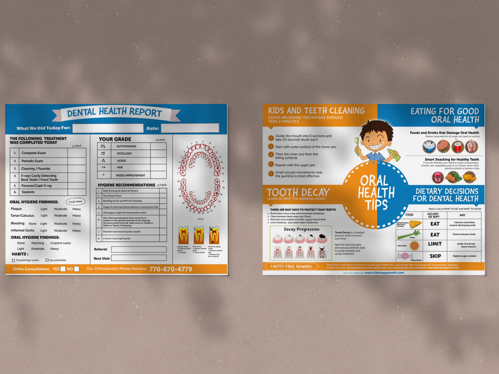 Dental report card for kids after cleaning visit by Kosmos Creatives on
