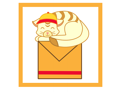 Delivery Cat adobe animal illustration animals cat cute cute animals graphic art graphicdesign illustration illustrator minimal red simple sleeping yellow