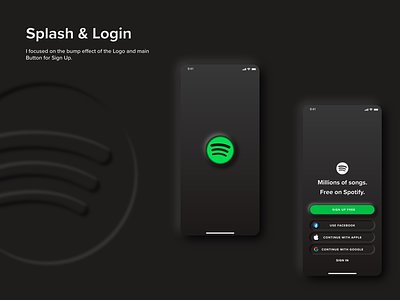 Splash & Login - Spotify Neumorphism UI Redesign Project