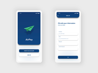 Splash e Login - AirPay Money Transfer Project