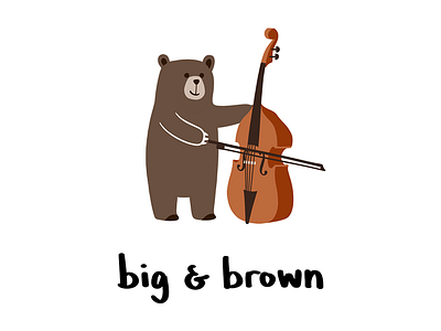 big & brown bass bear doublebass illustration orchestra string