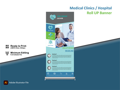 Hospital or Medical Clinic Roll Up Banner banner clinic design hospital medical rollup
