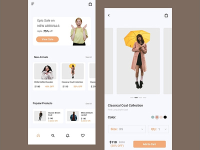 E-Commerce App UI Design app app design branding design e commerce graphic design landing page mobile ui mobile ux typography ui uiux ux website