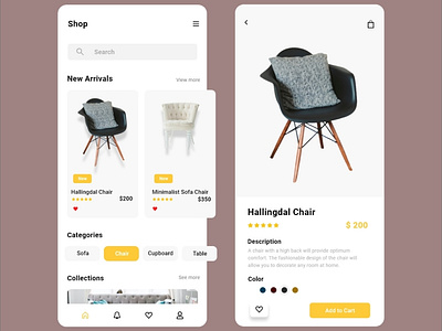 E-Commerce App Furniture Shop UI Design app design branding design landing page mobile ui mobile ux typography ui uiux ux ux research web ui website