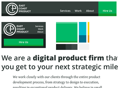 East Coast Product redesign - Elements 1 color palette navigation redesign typography website