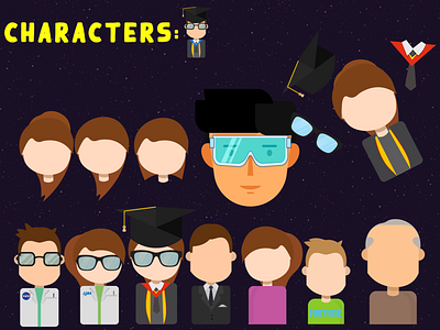 SCI_COMM CHARACTERS 2d animation animation character illustration scientist space student