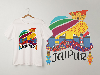 Jaipur Souvenir T-Shirt Design beauty branding design fort graphic design hawamahal icon illustration india india vector jaipur logo love print rajasthan tee design tradition tshirt vector