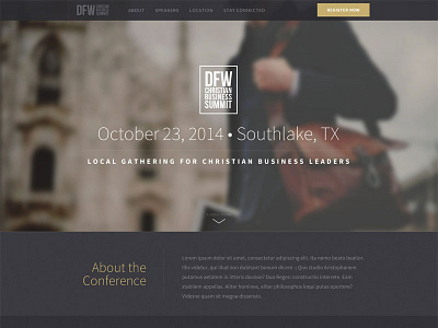 Conference One-page Website blue blur clean conference gold responsive texture typography website