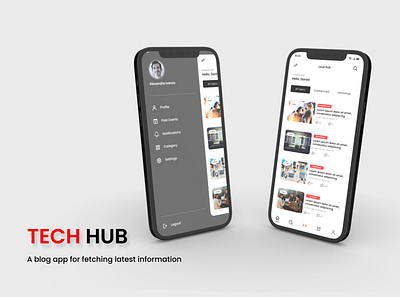 Tech Hub adobe app blog blog app blogapp custom dashboard design facebook figma graphic design information mobile navigation sidebar social template ui ux vector