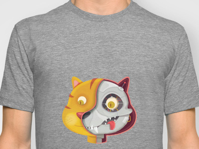 Cyborg-Cat T-Shirt animal cartoon cartooning cat cyber cyborg illustration robot t shirt tee tshirt