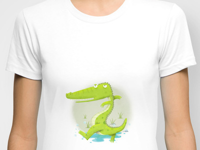 Croco T-Shirt animal art artwork cartoon cartooning character crocodile cute green illustration t shirt tee