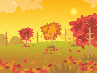 fall caceres diego digital editorial fall field illustration nature orange red sistema uno vector