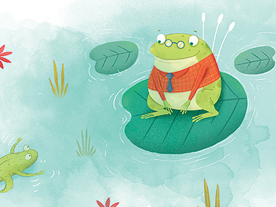 Estanque books children editorial frog illustration lake toad