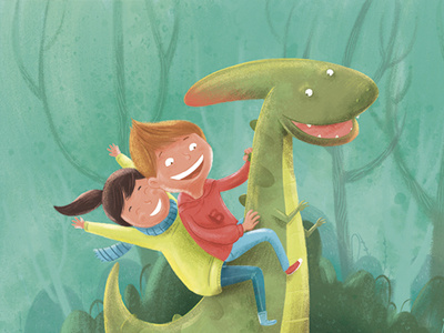 dino child children childrens book dinosaur editorial illustration