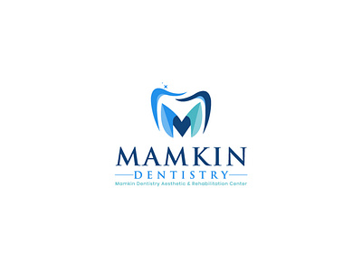 Mamkin Dentistry Logo beautiful logo branding dental dental care dental clinic dental logo design graphic design illustration logo m letter logo minimal tooth toothless vector