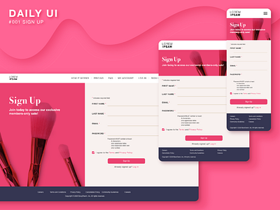 Daily UI #001 Sign Up dailyui design ui web xd