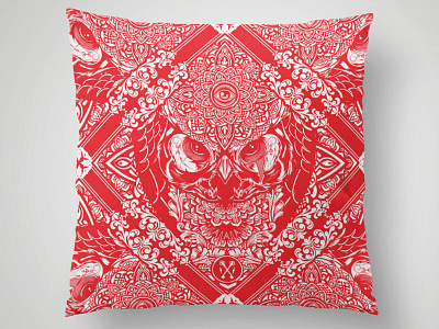Wisdom Pillow blah ornate owl pillow