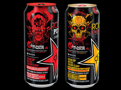 Rockstar Energy x Gears x Hydro74 cans cogs drink energy gears skulls xbox