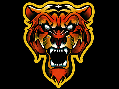 Tiger Head gradient mean tattoo tiger vector