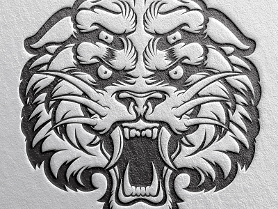 Tiger Head cat letterpress tattoo tiger vector