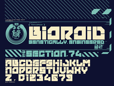 Bioroid Font font fonts future lettering letters sci fi tech typography