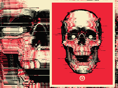 Static Skull glitch poster silk screen skull static vector