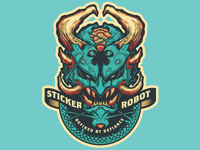 Sticker Robot Demon demon demonic illustration oni silk screen sticker sticker design stickerobot vector