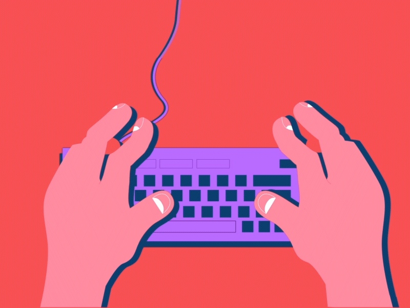 Fingers with keyboard aftereffects animation design gif illustration