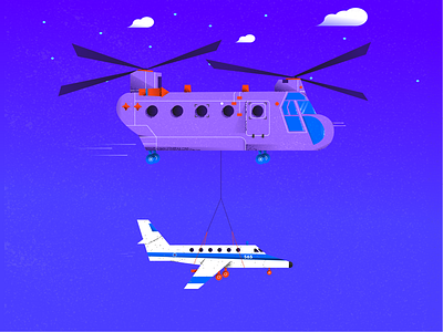 Boeing Chinook flight mission illustration illustrator