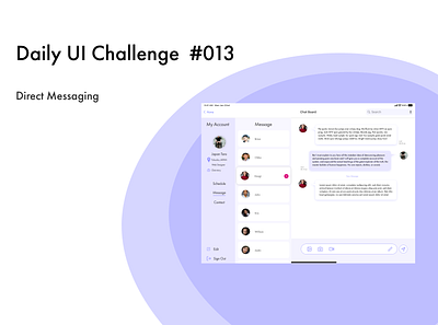 DailyUI 013 adobe xd app daily ui dailyui dailyuichallenge design direct messaging message app ui web webdesign