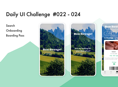 DailyUI 022 - 024 adobe xd app boarding pass dailyui design onboarding search ui ux webdesign