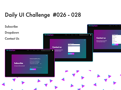 DailyUI 026 - 028 adobe xd app contact us dailyui dailyuichallenge design dropdown subscribe ui ux webdesign