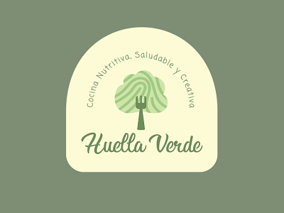 Huella Verde Logo creative logo fingerprint fork gluten free greenfood healthy food healthy food logo natural logo nature logo script tree vegan veganfood