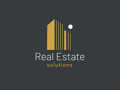 REAL ESTATE bluildings gold grey linear logo logogrey minimalist logo realestate logo realo estate serious sun