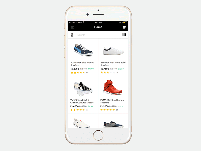 E-commerce app ecommerce gif gif animation interaction ios mobile shoes shop shopping ui