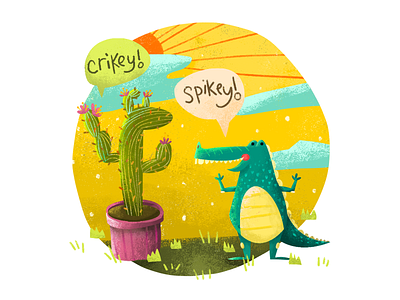 A crocodile day 2dillustraton cactus childrens illustration comic crocodile fun illustration illustrations illustrator