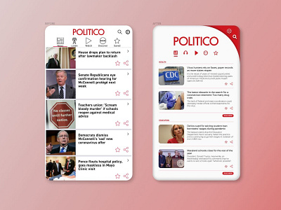 A simple interface update Before (left), After (right) app dailyui design politico redesign ui uidesign uiux userexperience userinterface ux uxui