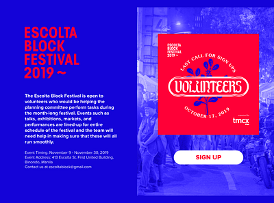 Daily UI Challenge 001 (Version 1) - Escolta Block Festival 001 dailyui dailyui 001 design festival